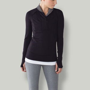 LULULEMON Pullover Women Size 6 Small Black Think Fast Half Zip Jacket Rulu